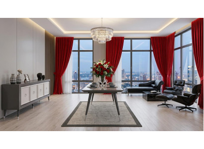Tisch Konsole Wohnzimmer Stil modern grau rechteckig praktisch ausziehbar