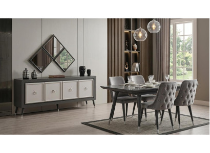 Tisch Konsole Spiegel Wohnzimmer Stil modern grau rechteckig ausziehbar