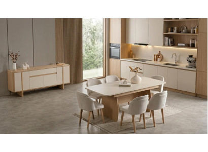 Tisch Konsole Wohnzimmer Stil modern beige rechteckig ausziehbar geräumig
