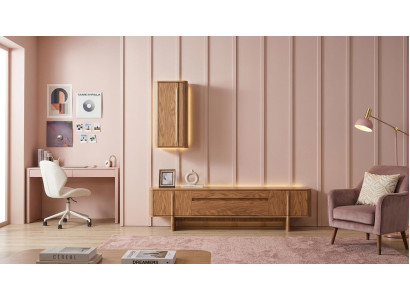 TV board Wandschrank Stil modern braun Wohnzimmer geräumig praktisch