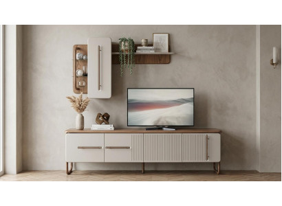 TV Lowboard Haengendes Regal Wohnzimmer Stil modern braun komfortabel