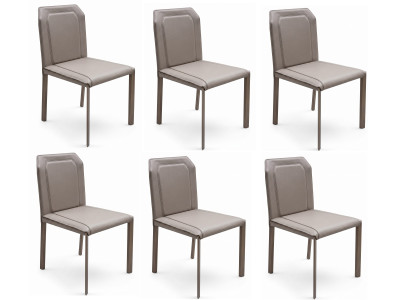 Vornehmer Esszimmerstühle 6er Set Taupe Sattelleder Klassischer Design