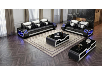 Wohnzimmer 3+2 Set Modern Schwarz 3-Sitzer 2-Sitzer Sofa Couchgruppe
