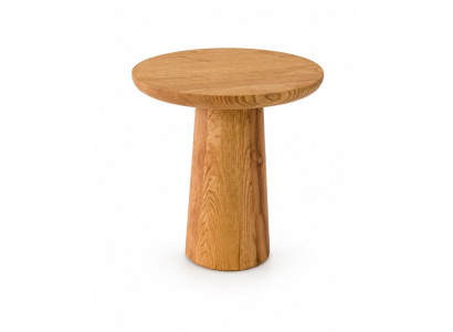 Terrassen Beistelltisch Eiche Natur Modern Rund Massiv Holztisch
