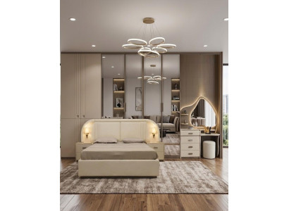Weiße Schlafzimmergarnitur Bett Schrank Kommode 2 Nachttische Modern