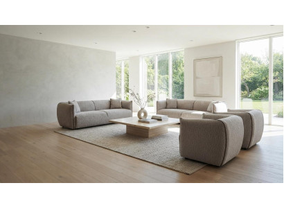Wohnzimmer Sofagarnitur Stoff 3-Sitzer Sofa Stoffsessel Modern Set