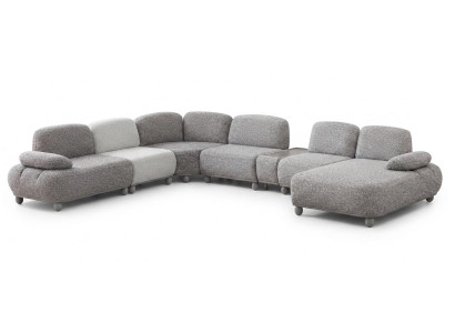 U Form Ecksofa Grau Stoff Modern Wohnzimmer Wohnlandschaft Polstersofa