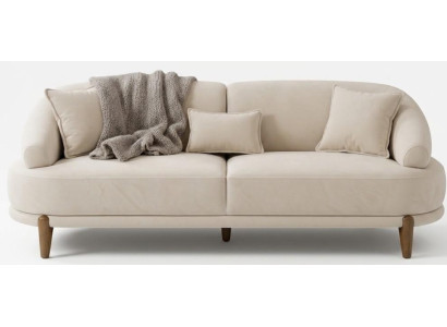 Zeitloses Weißes Sofa Dreisitzer Stoff Polster Wohnzimmer Design