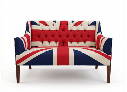 Union Jack 2 Sitzer Sofa Chesterfield British Vintage Retro Rot Blau