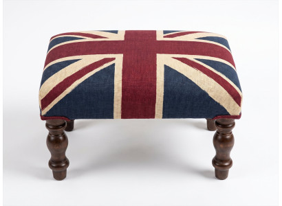 Union Jack Hocker Polsterhocker Fußhocker British Vintage Holzbeine