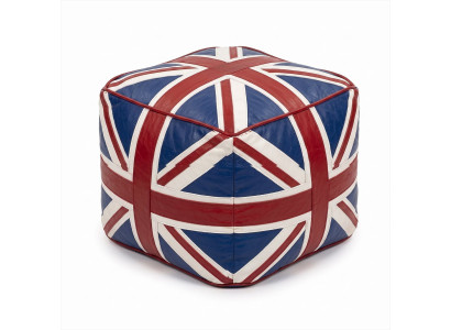 Union Jack Leder Hocker British Style Vintage Klassischer Fußhocker