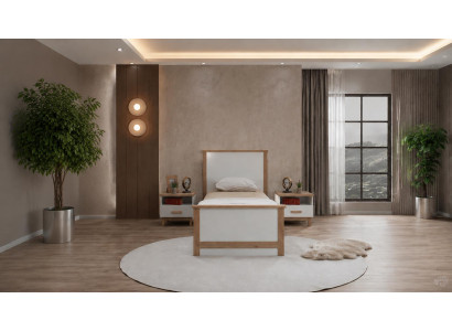 Weißes Jugendzimmer Bett Nachttische Schlafzimmer Jugendmöbel Teenager modern