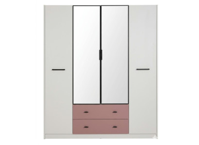 Weißer 4-türiger Kleiderschrank modern Jugendschrank Schlafzimmer Jugendzimmer