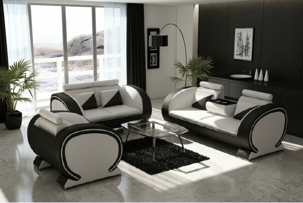 Divano in pelle con funzione bar, divano di design, divano a 3 posti relax.