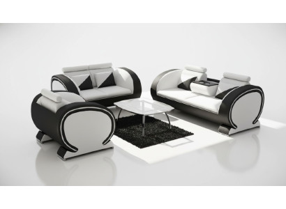 Divano in pelle con funzione bar, divano di design, divano a 3 posti relax.