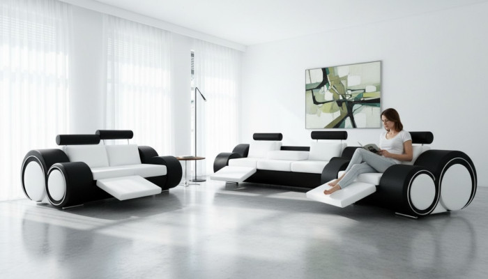 DIVANO IN PELLE 321 SET DIVANO SEDUTA RELAX SET DI POLTRONE DIVANO SET DIVANO