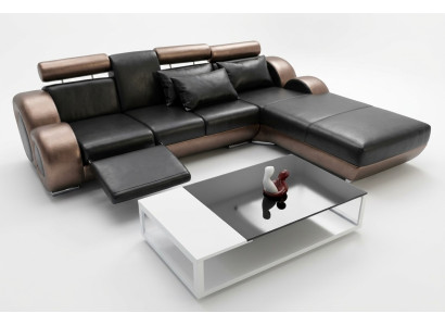 Elegante divano d'angolo di design Berlin II in pelle divano angolare divano.