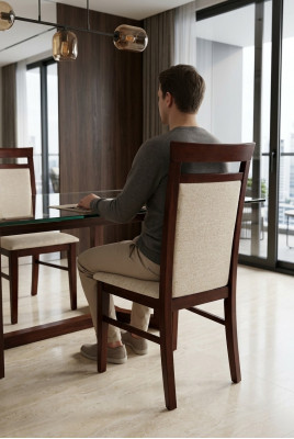 Legno massiccio Sedia da pranzo Sedia da pranzo Designer Sedia in pelle Sedie Sedie da pranzo K37