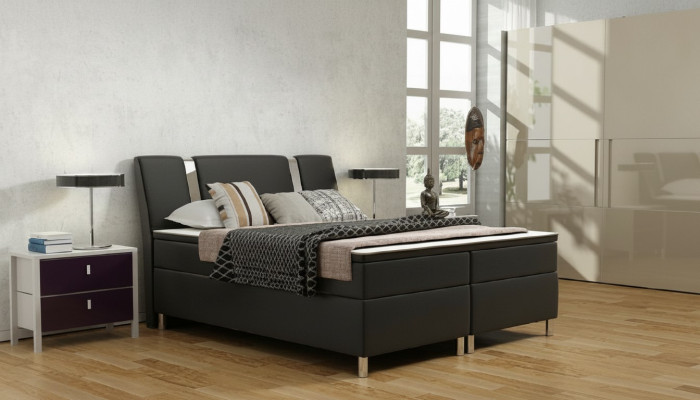 Boxspring letto Hotel Letti imbottiti in pelle Letto incl. materasso & Visco Letto in pelle