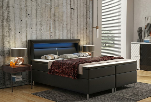 Letto a boxspring Box Hotel con materasso viscoelastico e materasso in pelle Letto matrimoniale