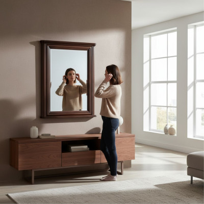 Cornice in legno reale di design classico per specchio XXL 107x71 - Modello W-L3