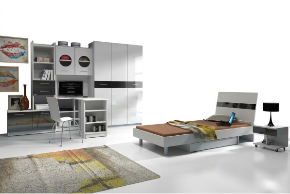 Camera per ragazzi 7 pezzi. Camera da letto completa con letto per bambini, armadio, scrivania. Nuovo.