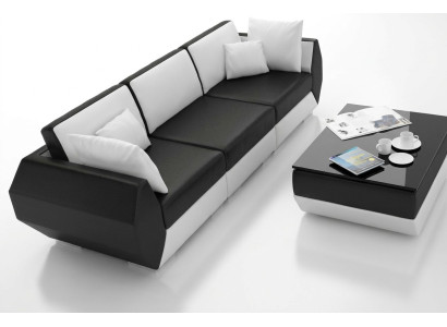 Divano in pelle Angolo salotto 3+3 posti Set di divani Design moderno.