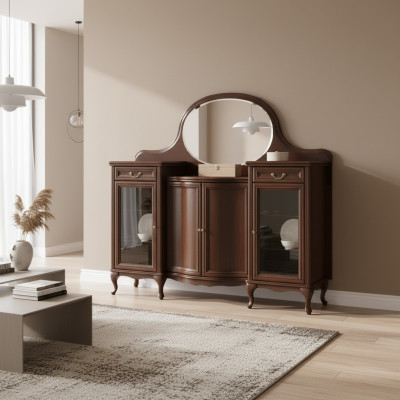 Specchio da terra antico classico in legno con ingrandimento W-NL-Kr Stand Spiegel Model.  Specchio da terra classico antico in legno con ingrandimento modello W-NL-Kr Stand Spiegel.