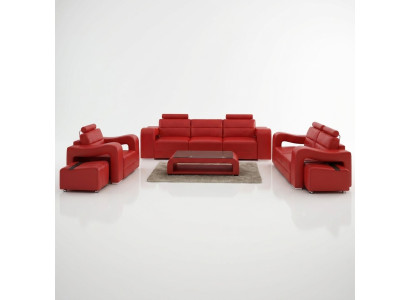 Divano in pelle di design Set di divani divano divano poltrona set di tavoli da pranzo 3 + 2 + 1 Set PISA