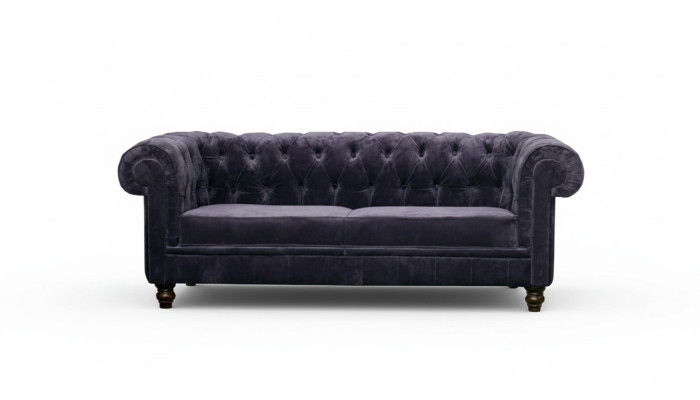 Sofà Chesterfield di design di alta classe imbottito in tessuto di velluto.