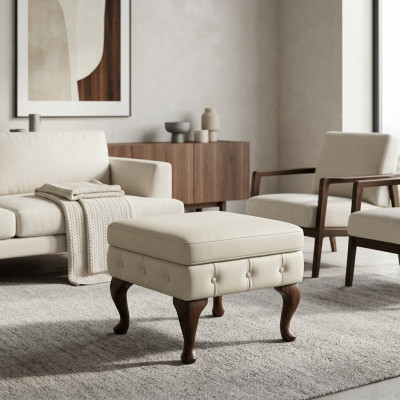 Pouf Chesterfield Poggiapiedi Pouf ottomana Divano Pelle Tessuto Tessile Seduta Nuovo