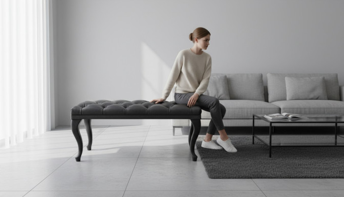 Chesterfield Pouf Poggiapiedi Pouf ottomana Divano in pelle Tessuto Tessile Poggiapiedi