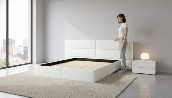 Letto Letti Letto matrimoniale Albergo Letto imbottito XXL Letto con pannello a parete Letto XXL Letto matrimoniale Nuovo