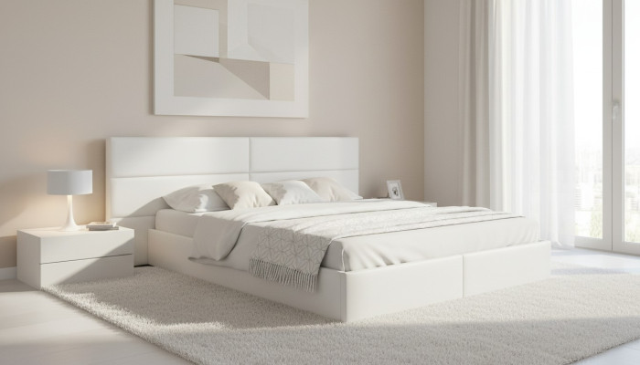 Letto Letti Letto matrimoniale Albergo Letto imbottito XXL Letto con pannello a parete Letto XXL Letto matrimoniale Nuovo