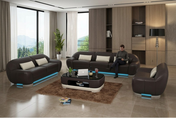 Divano in pelle Divano Salotto Set di divani Divano ad angolo Set da divano Design Decorazione Moderno Divano