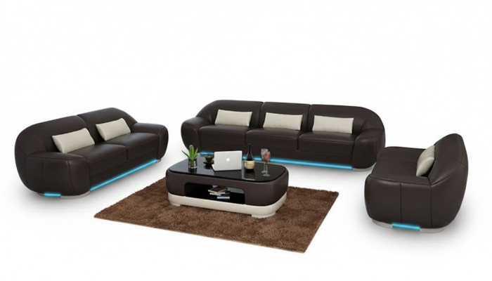Divano in pelle Divano Salotto Set di divani Divano ad angolo Set da divano Design Decorazione Moderno Divano