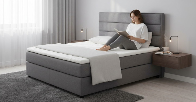 Continental Tela Letto Boxspring Letto Letti Imbottiti Alti in Pelle matrimoniali
