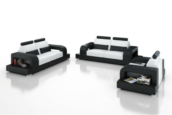 Divano in pelle Divano Soggiorno Composizione 3+2+1 Posti Sedute Set Divano Design Moderno