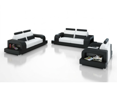 Divano in pelle Divano Soggiorno Composizione 3+2+1 Posti Sedute Set Divano Design Moderno