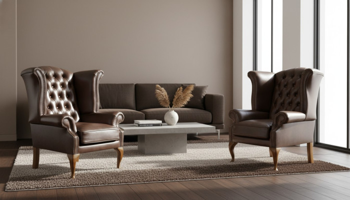 Chesterfield poltrona con braccioli Queen, aspetto antico, divano imbottito, nuovo, mobili per la TV.