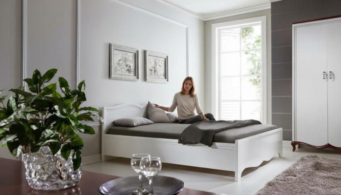 Letto matrimoniale Milano Classico Letti Camera da letto Matrimoniale Legno Designer Nuovo MI-2