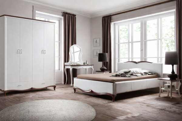 Letto matrimoniale Chester letto letto Letti Imbottito Tessile Classico Legno Camera da letto Nuovo