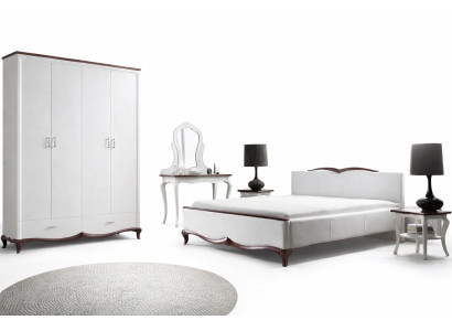 Letto matrimoniale Chester letto letto Letti Imbottito Tessile Classico Legno Camera da letto Nuovo