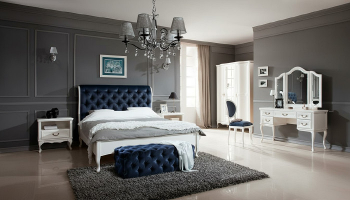 Set camera da letto Designer Letto Chesterfield Comodini Comò Armadio Mobili