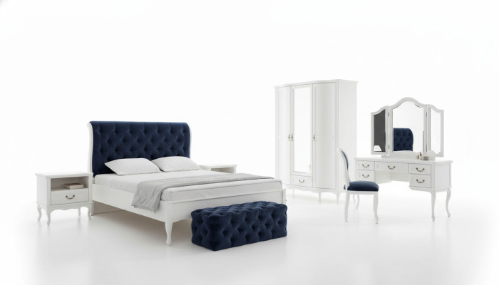 Set camera da letto Designer Letto Chesterfield Comodini Comò Armadio Mobili