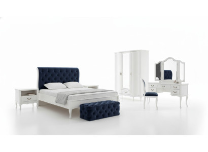 Set camera da letto Designer Letto Chesterfield Comodini Comò Armadio Mobili