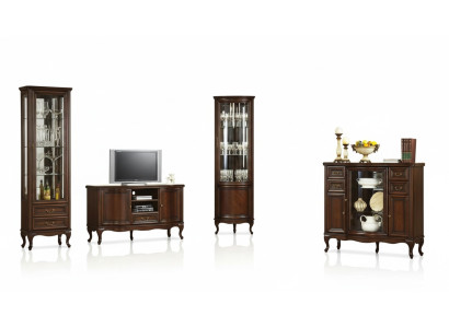 Set di mobili per il soggiorno 4 pezzi in stile italiano - cassettiera, vetrina, mobile TV Chippendale.