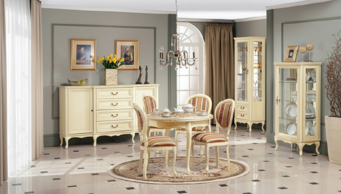 Classico soggiorno commode tavolo sedie vetrina re Chippendale Wersal1