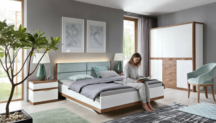Letto classico Letti Letto matrimoniale Letto matrimoniale Letto in legno Stile country - Modello CM-B4
