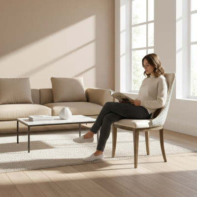 Sedia imbottita da designer classico. Sedie imbottite in tessuto pelle. CM-U1